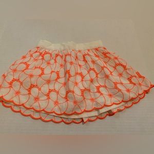 Baby Gap baby girl white and neon coral floral skirt size 18-24 months